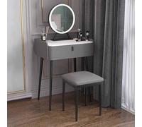 Juego de mesa de tocador con espejo y luces, escritorio de maquillaje con cajones y taburete, tocador grande para dormitorio, ideal para niñas y mujeres (D 60 cm)