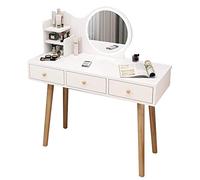 Juego de mesa de tocador con luz LED, espejo HD y 3 cajones grandes, mini tocador de maquillaje para apartamento, dormitorio, tocador, muebles, color azul, 80 cm