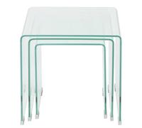 Juego de mesa entrelazada de 3 piezas, consola de café apilable de vidrio templado transparente y mesas auxiliares para sala de estar, dormitorio y oficina, diseño elegante y versátil