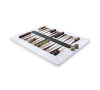 Juego de mesa esculpido de mármol blanco Backgammon White Marble Sculpted Boad Game L. 30 cm
