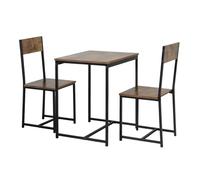 Juego de mesa fija con 2 sillas, pack mesa + 2 sillas, muebles de cocina jess roble cambrian y negro 80x77x50 cm