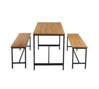 Miroytengo Juego de Mesa Fija de Cocina con 2 bancos, Muebles de Cocina Lari Roble Cambrian y Negro Mesa 110x75x60 cm y 2 Bancos 98x45x30 cm