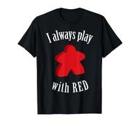 Juego de Mesa I Always Play with Red Meeple Camiseta gráfica económica, Hombre, Negro, M