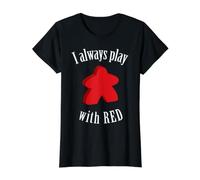 Juego de Mesa I Always Play with Red Meeple Camiseta gráfica económica, Mujer, Negro, M