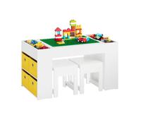 SoBuy KMB75-W mesa infantil con 2 sillas grupo de asientos para niños con espacio de almacenamiento asiento infantil multifuncional grupo juego de sillas de mesa para niños BLANCO