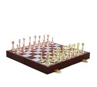 Juego de Mesa Juego de ajedrez magnético de Viaje, Grande, de Metal, de Lujo, de aleación Retro, for Adultos, portátil, con Caja de Almacenamiento, Plegable. ajedrez(Rose Gold+Gold)
