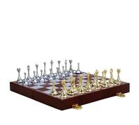 Juego de Mesa Juego de ajedrez magnético de Viaje, Grande, de Metal, de Lujo, de aleación Retro, for Adultos, portátil, con Caja de Almacenamiento, Plegable. ajedrez(Gold+Silver)