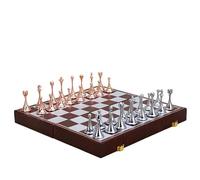 Juego de Mesa Juego de ajedrez magnético de Viaje, Grande, de Metal, de Lujo, de aleación Retro, for Adultos, portátil, con Caja de Almacenamiento, Plegable. ajedrez(Rose Gold+Silver)
