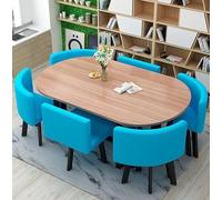 Juego de mesa ovalada para 6 sillas, muebles de cocina y sala de estar, elegante mesa de café y reunión para decoración moderna del hogar