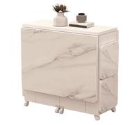 Juego de mesa plegable con 4 sillas rodantes, mesa de madera que ahorra espacio con frenos de bloqueo y compartimento de almacenamiento para cocina pequeña y sala de estar (blanco, 140 x 77 cm)