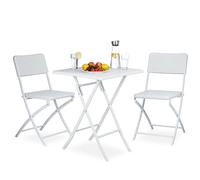Juego de mesa plegable y 2 sillas plegables BAKAJI, 62 x 62 cm, muebles de exterior para jardín y , estructura de acero inoxidable con asientos de poliratán