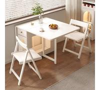 Juego de mesa plegable y 2 sillas que ahorran espacio, muebles de comedor de madera maciza resistentes para cocina, comedor y sala de estar, fácil de almacenar (59.1 x 31.5 x 29.5 pulgadas)