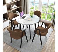 Juego de mesa redonda con 4 sillas, perfecto para reuniones de oficina, comedor y sala de estar, diseño elegante y duradero que ahorra espacio