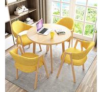 Juego de mesa redonda con 4 sillas, perfecto para reuniones de oficina, sala de estar, reuniones y comedor de cocina. Diseño elegante y duradero que ahorra espacio.