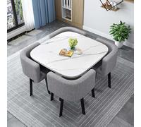 Juego de mesa redonda de 5 piezas con 4 sillas, mesa de comedor de 31.5 pulgadas, diseño que ahorra espacio, ideal para cocina y sala de estar, muebles elegantes y funcionales.