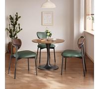 Juego de mesa redonda de comedor y centro con sillas, combinación de cuero para sala de estar, perfecto para negociación y relajación