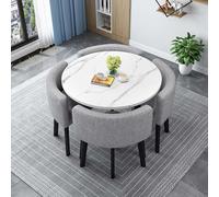 Juego de mesa redonda de conferencias con 4 sillas, muebles de comedor de 5 piezas, diseño que ahorra espacio para cocina, 80 cm, estilo moderno, construcción robusta