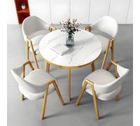 Juego de mesa redonda de conferencias con 4 sillas, muebles de comedor que ahorran espacio para oficina, recepción, club o cocina pequeña, diseño moderno para un uso versátil