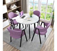 Juego de mesa redonda de conferencias con 4 sillas, perfecto para reuniones de oficina, comedor, sala de estar y cocina. Diseño elegante que ahorra espacio para interiores modernos