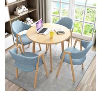 Juego de mesa redonda de conferencias con 4 sillas, perfecto para reuniones de oficina, comedor, sala de estar y cocina. Diseño elegante y duradero que ahorra espacio