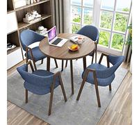 Juego de mesa redonda de conferencias con 4 sillas, perfecto para reuniones de oficina, sala de estar, reuniones y comedor de cocina. Diseño elegante, duradero y que ahorra espacio