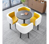 Juego de mesa redonda de negociación con 4 sillas, moderna mesa de centro de conferencias y sillas de comedor para sala de estar, balcón, oficina, combinación de muebles de 5 piezas