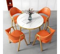 Juego de mesa redonda para conferencias con 4 sillas, ahorro de espacio, mesa de recepción para salas de conferencias o cocina, comedor, 80 cm, diseño compacto