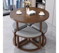 Juego de mesa redonda para conferencias, mesa y silla de oficina, recepción, club, color naranja y nogal, pequeña sala de conferencias, ahorra espacio