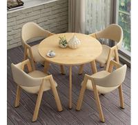 Juego de mesa redonda para desayunar para 4 personas, juego de mesa de comedor, muebles modernos para comedor, cena que ahorra espacio para cocina rústica, oficina, sala de estar, salón Beige