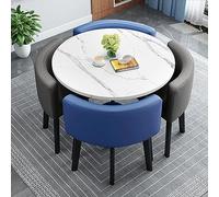 Juego de mesa redonda para oficina pequeña, mesa de comedor de 80 cm con 4 sillas, ideal para reuniones y recepciones en espacios compactos, perfecto para negociación y colaboración.