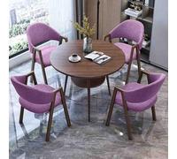 Juego de mesa redonda pequeña de 80 cm, color morado para oficina, recepción, comedor, negociación con sillas