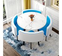 Juego de mesa redonda y 4 sillas, ahorra espacio, oficina, recepción y cocina, comedor, fácil montaje, ideal para decoración de salón y sala de estar