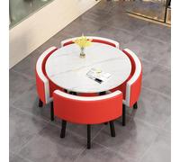 Juego de mesa redonda y 4 sillas que ahorran espacio, muebles de fácil montaje para oficina, recepción, comedor y sala de estar, perfecto para salones y espacios pequeños