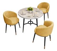 Juego de mesa redonda y silla para café, pasillo de ocio, reuniones con invitados para discutir 1 mesa y 3 sillas, oficina sala de reuniones (color: rosa) (amarillo)