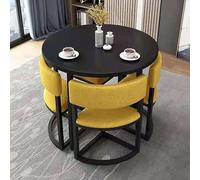 Juego de mesa redonda y sillas, juego de comedor de 5 piezas para espacios pequeños, juego de mesa de comedor moderno con marco de metal, ideal para apartamentos, mesa de negociación, mantel incluido