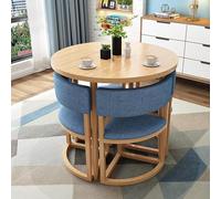 Juego de mesa redonda y sillas para reuniones de negociación, mesa de comedor para 4 personas con marco de metal, juego de comedor de 5 piezas, ideal para espacios pequeños y apartamentos (color tela)