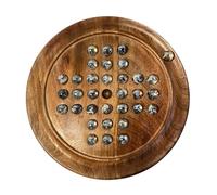 Juego de mesa solitario de madera de 22 cm de diámetro con canicas de cristal de remolino polar transparente | clásico juego solitario de madera | juego de mesa de estrategia | juego de mesa familiar