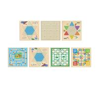 Juego de Mesa Tablero de ajedrez Interactivo multifunción de Madera Que fomenta la lógica y la imaginación. Juguete Divertido for Viajes y Fiestas Familiares. ajedrez(7-in-1)