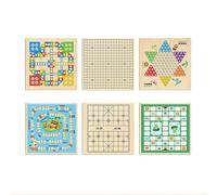 Juego de Mesa Tablero de ajedrez Interactivo multifunción de Madera Que fomenta la lógica y la imaginación. Juguete Divertido for Viajes y Fiestas Familiares. ajedrez(6-in-1)