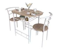 Juego de mesa y 2 sillas cocina butterfly fija, mesa fija, melamina color blanco y roble sonoma