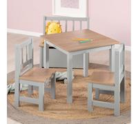 roba Conjunto Mesa y 2 Sillas Infantiles Woody - Tablero y Asientos con Aspecto de Madera - Resistentes a los Arañazos - para Niños de 18 Meses en Adelante - Gris