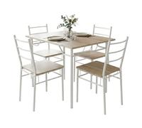 Juego de mesa y 4 sillas cocina, conjunto de cocina comedor blanco y roble sonoma 110x76x70 cm y 40x85x47.5 cm