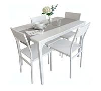 Miroytengo Juego de Mesa y 4 Sillas Cocina, Conjunto de Cocina Comedor, Melamina Color Blanco Brillo