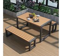 Juego de mesa y banco de picnic al aire libre, juego de comedor duradero para 4-6 personas, perfecto para jardín, patio trasero y reuniones junto a la piscina