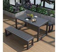 Juego de mesa y banco de picnic al aire libre, muebles de comedor duraderos para 4-6 personas, mesa de camping para todo tipo de clima, ideal para jardín, patio trasero junto a la piscina