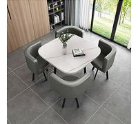 Juego de mesa y silla apilables, mesa redonda de recepción con 4 sillas apilables, muebles de comedor compactos para espacios pequeños, negociación y uso de reuniones, juego de bistró versátil
