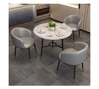 Juego de mesa y silla de café con leche, tienda de té, panadería, pasillo, recepción, mesa redonda de 80 cm, oficina, ocio, negociación, decoración del hogar (color: marrón) (gris claro)