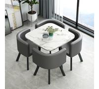 Juego de mesa y silla de comedor, mesa cuadrada de mármol con asientos acolchados, diseño que ahorra espacio para comedor, cocina o sala de estar