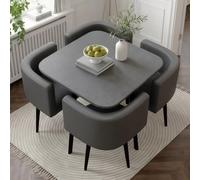 Juego de mesa y silla de comedor, mesa cuadrada de mármol con asientos acolchados, diseño que ahorra espacio para comedor, cocina o sala de estar