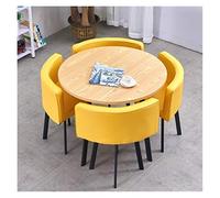 Juego de mesa y silla de diseño moderno, mesa redonda para balcón, sala de estar, comedor, oficina, sala de reuniones, salón, 4 sillas de cuero, cafetería, salón de belleza, mesa de ocio